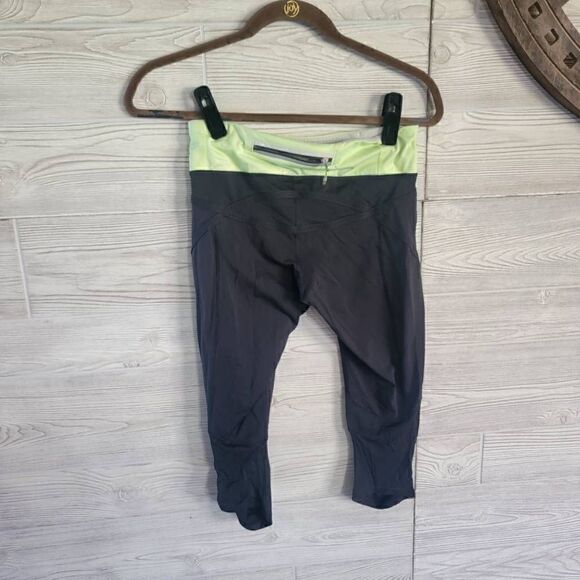 Lululemon Run: Pace Crop Leggings Running Workout SZ 4 Green Pokadot - Picture 4 of 6